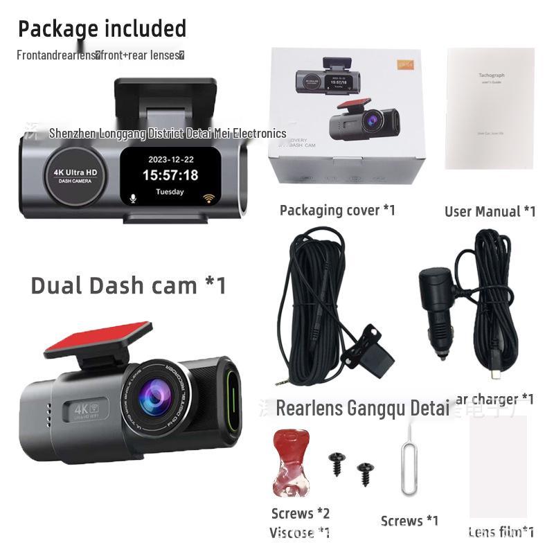 

K309 4K Видеорегистратор с двумя объективами, инфракрасным ночным видением, WiFi и GPS