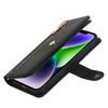 For iPhone 15 Stand Case PU Leather Phone Cover with Straps/Zipper Wallet/Multiple Card Slots