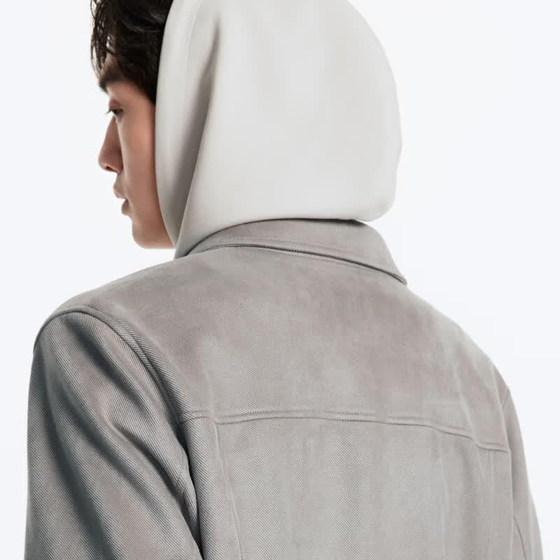 JOEONE Men's Suede-Effect Slim Fit Jacket