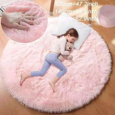 Plush Round Rugs For Girls Bedroom Soft Shaggy White Carpet In The Living Room Bedside Rugs Pink Home Decor Plush Carpet