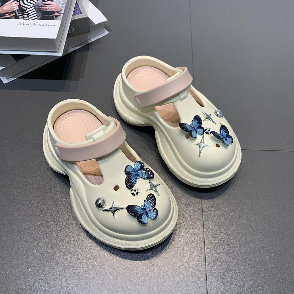 7.0Cm Heightening Hole Shoes Women's Fashion Versatile Trend Outer Wear Runaway Tired Feet Non-slip Bag Head Slippers