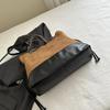 Trendy Suede Diamond Pattern Vintage Chain Bucket Bag Contrast Color Shoulder Bag Handbag