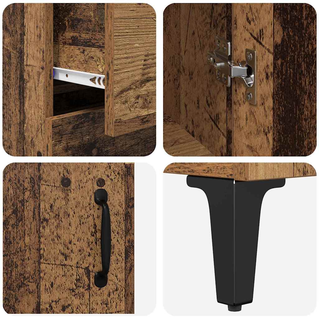 Wall Mounted Highboard Reclaimed Wood Look 69.5 x 34 x 180 cm Particleboard