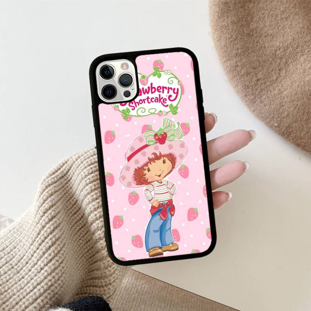 S-Strawberry Cartoon S-Shortcake Girl For IPhone 17 16 15 14 13 12 11 Pro Max Plus Mini PC+TPU Back Phone Cover