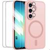 Hülle für Samsung Galaxy A27 5G, mit Magnetring und Kameralinsenschutz - Rosa - 2 Gehärtete Gläser