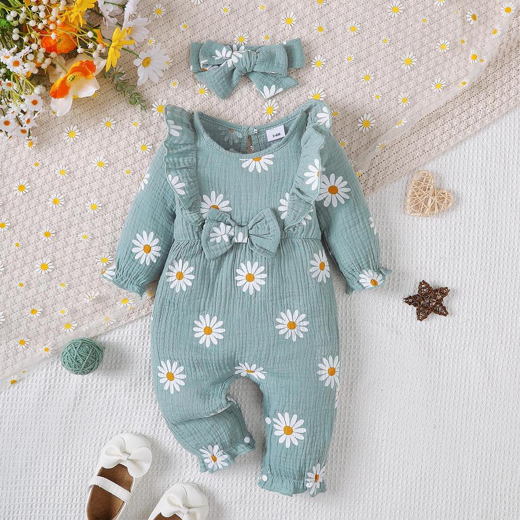 Baby Mädchen Strampler Kleidung Rüschen Ärmellos Neugeborene Body mit Stirnband Herbst Jumpsuit Mode Kleinkind Outfit Anzug