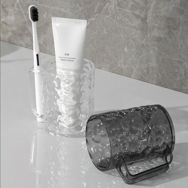 Plastic Mouthwash Toothbrush Cup With Handle Home Bathroom Tumblers Portable Mug Transparent Toothbrush Holder