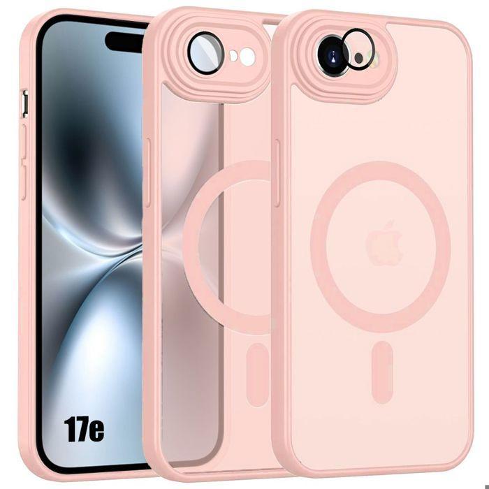 Coque pour iPhone 17e, avec Anneau Magnétique et Protection Caméra Antichoc - Rose