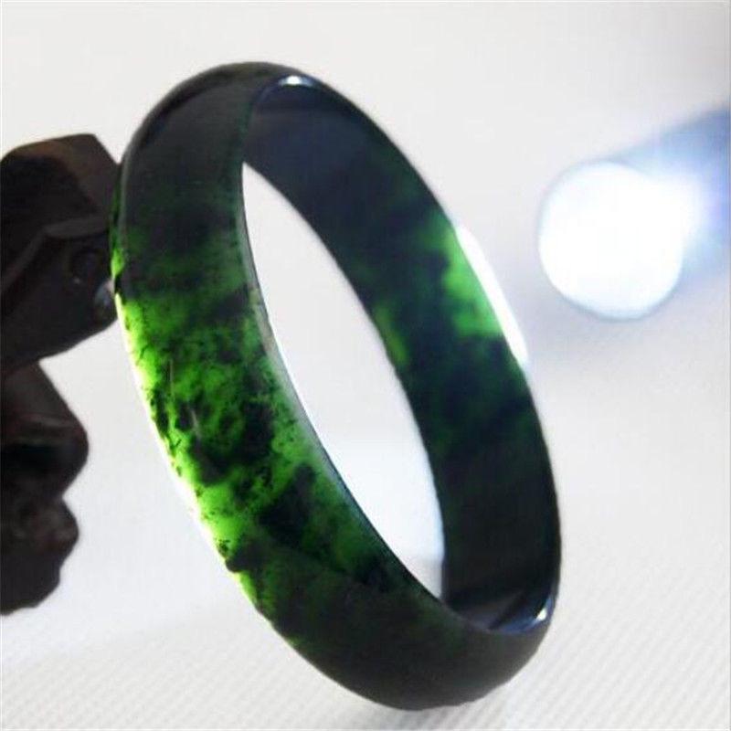 Unisex Serpentine Jade Bracelet & Pendant - Black Hotan Jade Gift Diameter 64mm-66mm