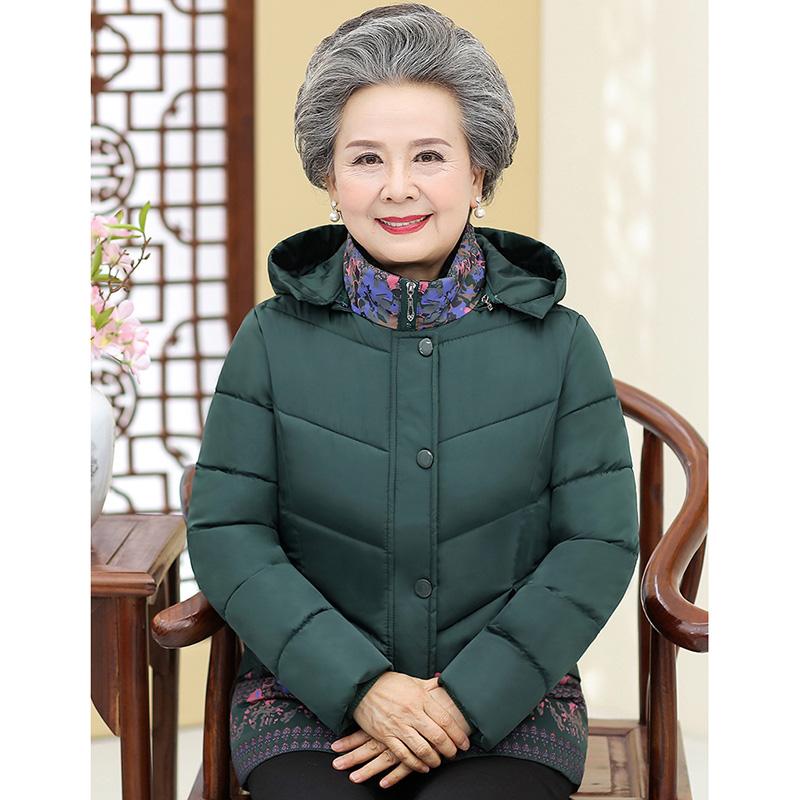 Middle-aged Elderly Women's Cotton Coat New Winter Jackets Short Add Cotton Thicken Print Down Cotton Overcoat Parka