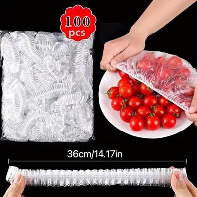 100pcs Vibrant Food Wrap Covers - High-Quality PE Film, Elastic Bowl Lid, Disposable & Secure, Keep Food Fresh & Delicious, Perfect Kitchen Essential