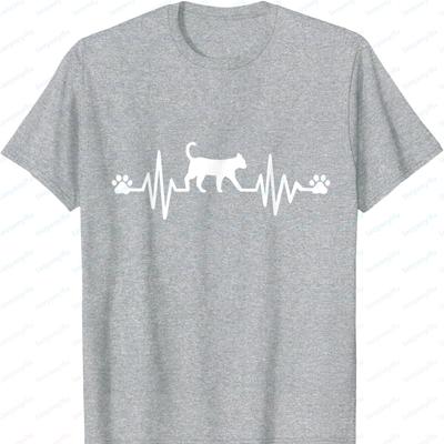 Herzschlag Katze Rettungsleine Katze T-Shirt Grafik T-Shirts Streetwear Übergroßes T-Shirt Harajuku Herrenbekleidung Hochwertige Baumwolle Oberteile