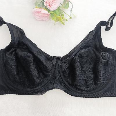 Large Size Fat Mm with Steel Rim Thin Cotton Cup Bra Wind Thin Style Large Chest Lace Large Size Underwear Women