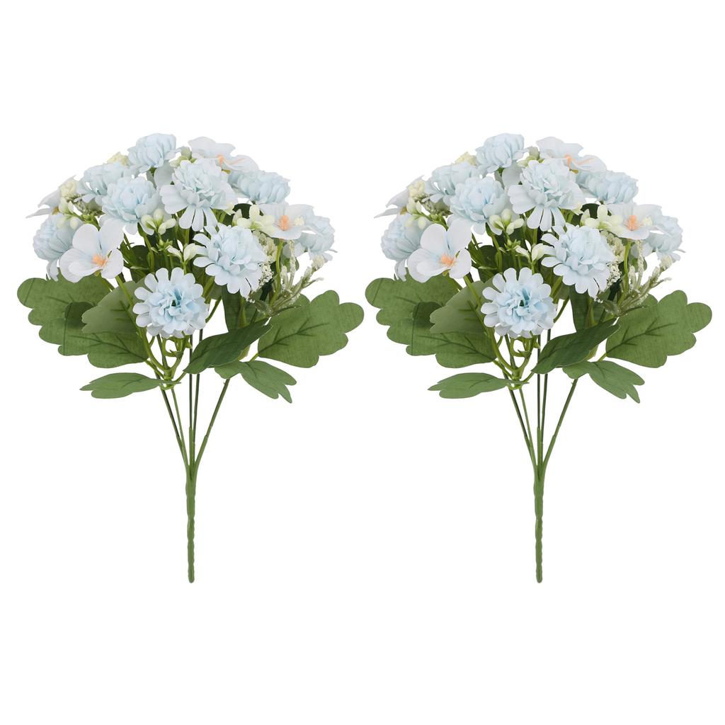 2Pcs Artificial Flower Bouquet Ping Pong Chrysanthemum Decorative Ornament for Living Room/Wedding/Outdoor