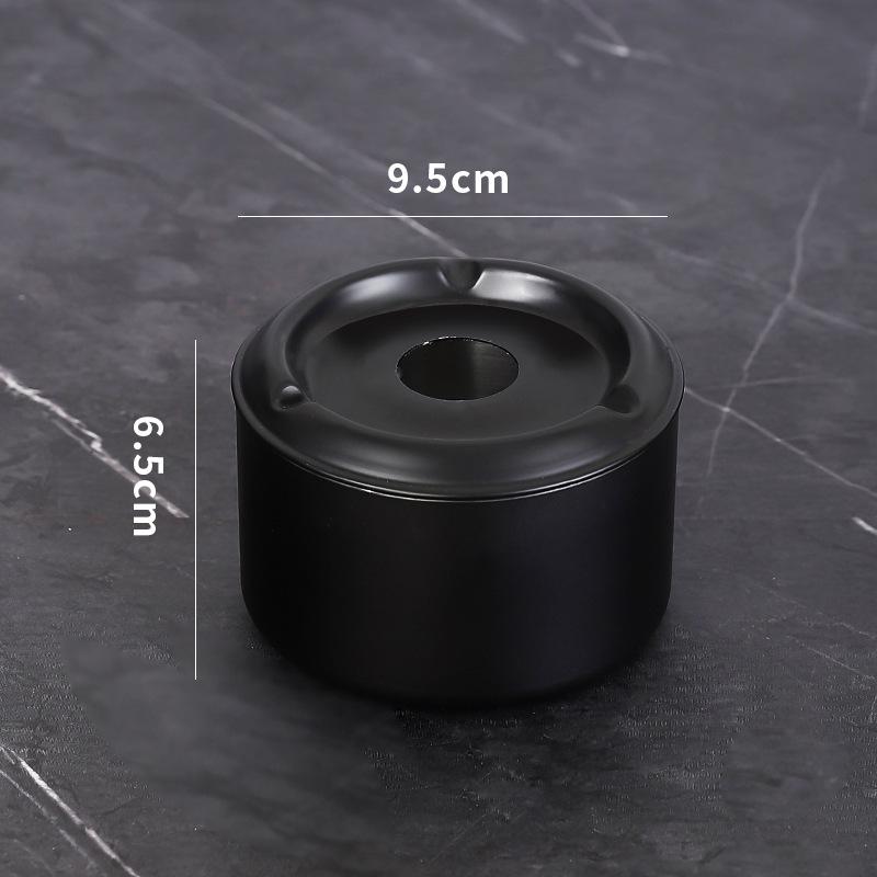 Lidded Stainless Steel Ashtray - Anti-Fly Ash Design for Home, Cafe, and Bar