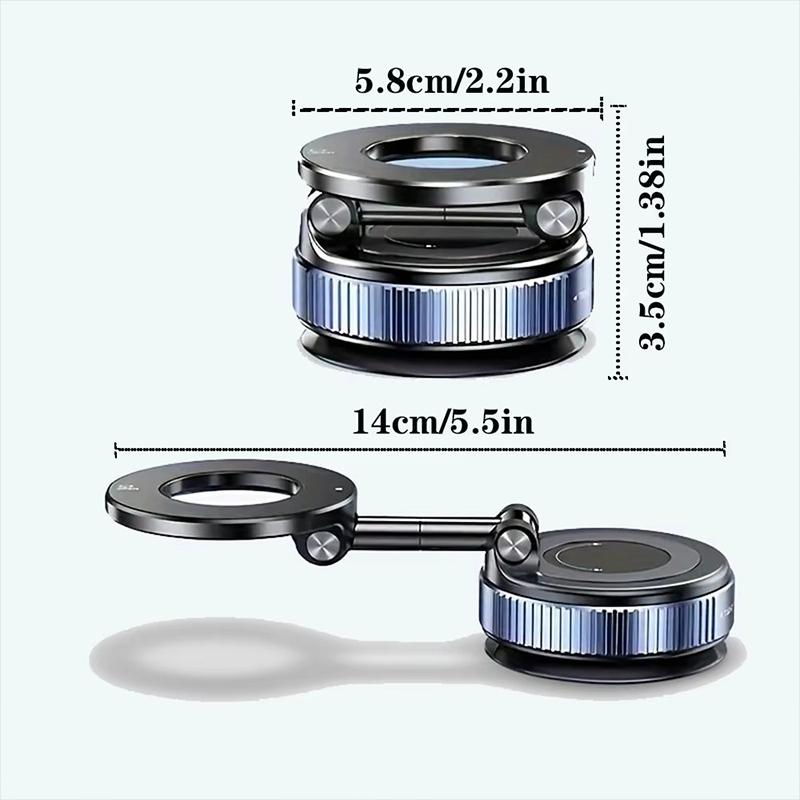 Strong Magnetic Car Phone Holder Foldable Magsafe Design 360° Adjustable Vacuum Mount for Car/Desk/Bathroom/Universal Use Metal 1