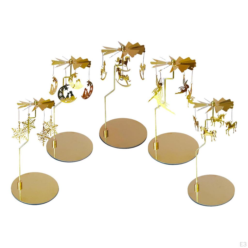 Metal Rotating Candle Holder Rotary Candlestick for Living Room Ornament Carousel