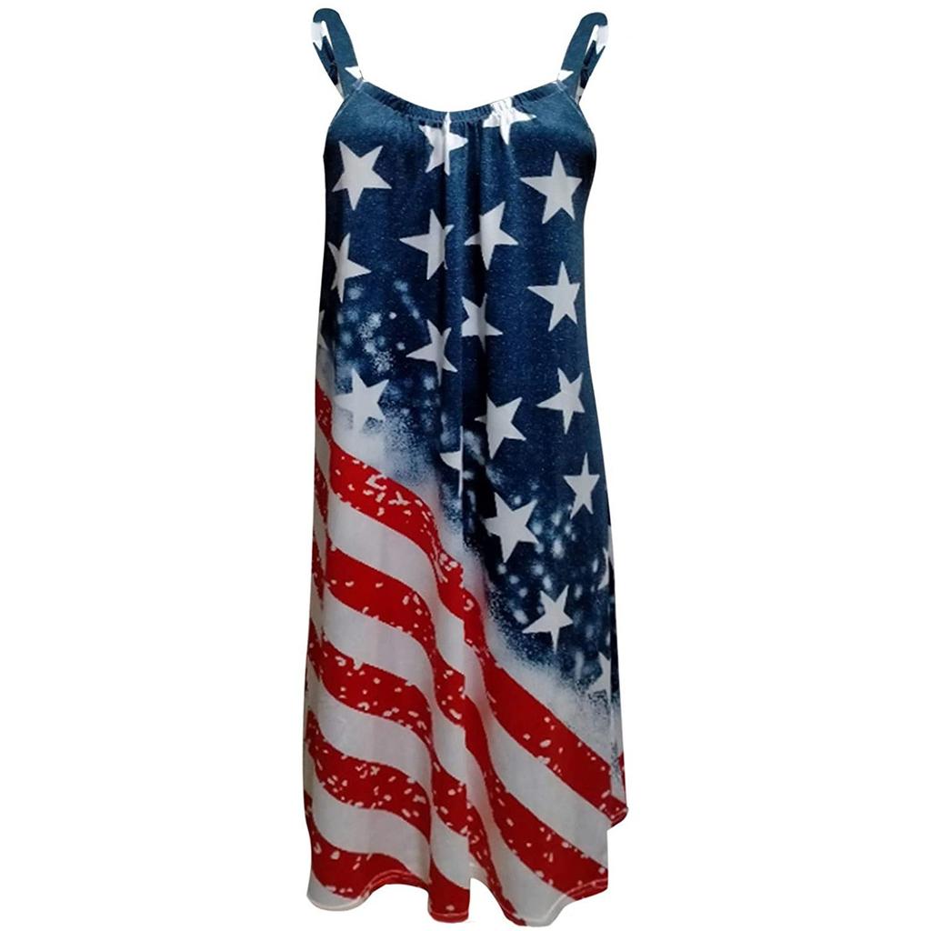 Sleeveless Casual Tank Dress for Women Knee Length Summer Dress with Star Print Comfortable Loose Fit