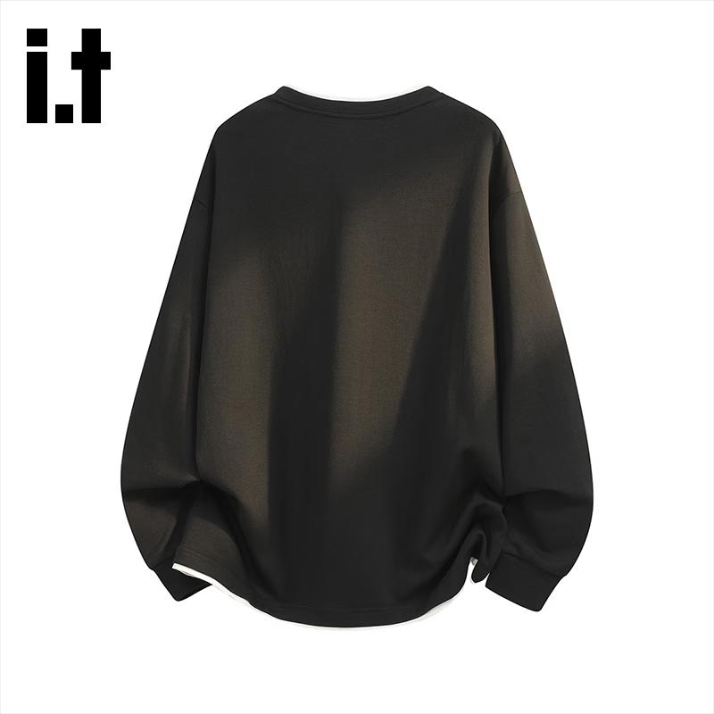 Izzue Faux Layered Crewneck Long Sleeve Top