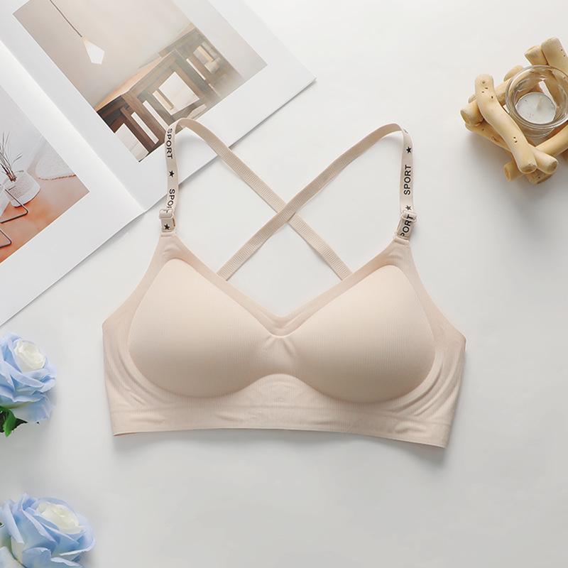 Underwear women's small breasts gather and show big comfort, sexy women's bra, jelly strip upper support, no steel ring sports bra