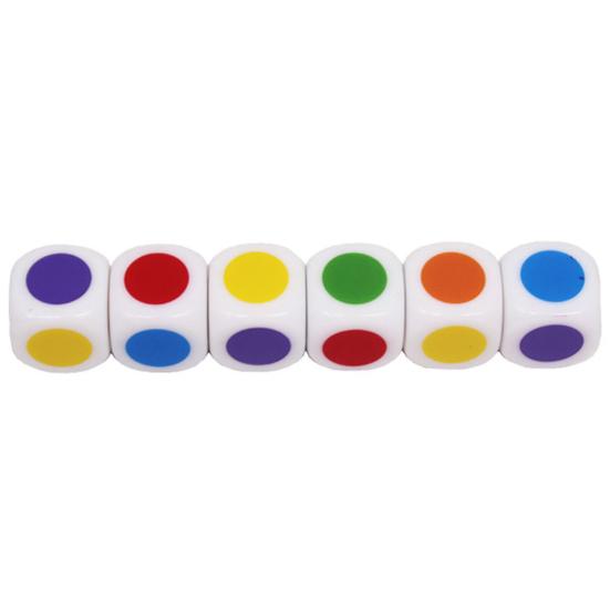 2 Stück Würfel, 16 mm, bunt, Lehrwürfel, 6-seitig, glatte Kante, lichtecht, für Brettspiele, breite Anwendung, Lernwürfel