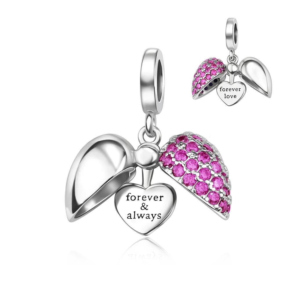 New Original Copper Colored Heart Shape Open And Close Charms Fit Pendant Bracelets Necklace Women Diy Fine Jewelry