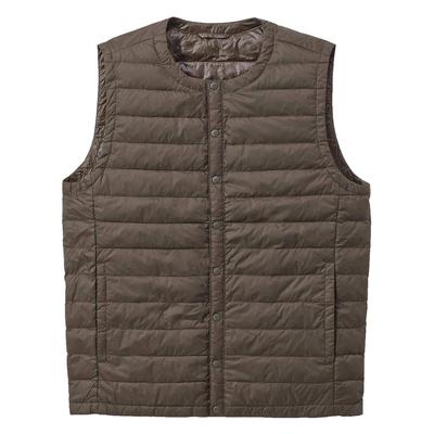 Men's Ultra Light Down Inner Vest, Lightweight, Warm, and Warm for Fall and Winter, Available In 3 Colors, Crew Neck Inner Down Vest (LL Khaki 2)