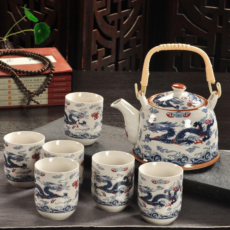 ZISIZ Антикварный сине-белый керамический чайник