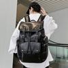 Schoolbag, European and American outdoor backpack, casual student backpack, large capacity travel backpack, canvas patchwork soft leather hiking bag