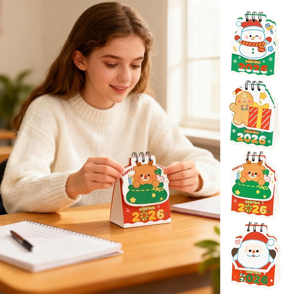 Creative Mini 2026 Desk Calendar Santa Claus Coil Binding Schedule Planner Cartoon Daily Planner Desktop Decoration