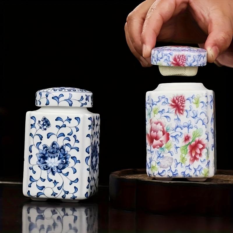 Ceramic Seal Jars Floral Portable Nut Kitchen Organization Nut Storage Coffee Bin Container Fliptop Jars Kitchen Decoration