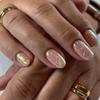 24/30PCS Simple Gold Colors Flower French False Nail Irregular Sun Moon Full Cover Fake Nails DIY Manicure Detachable Nail Tips