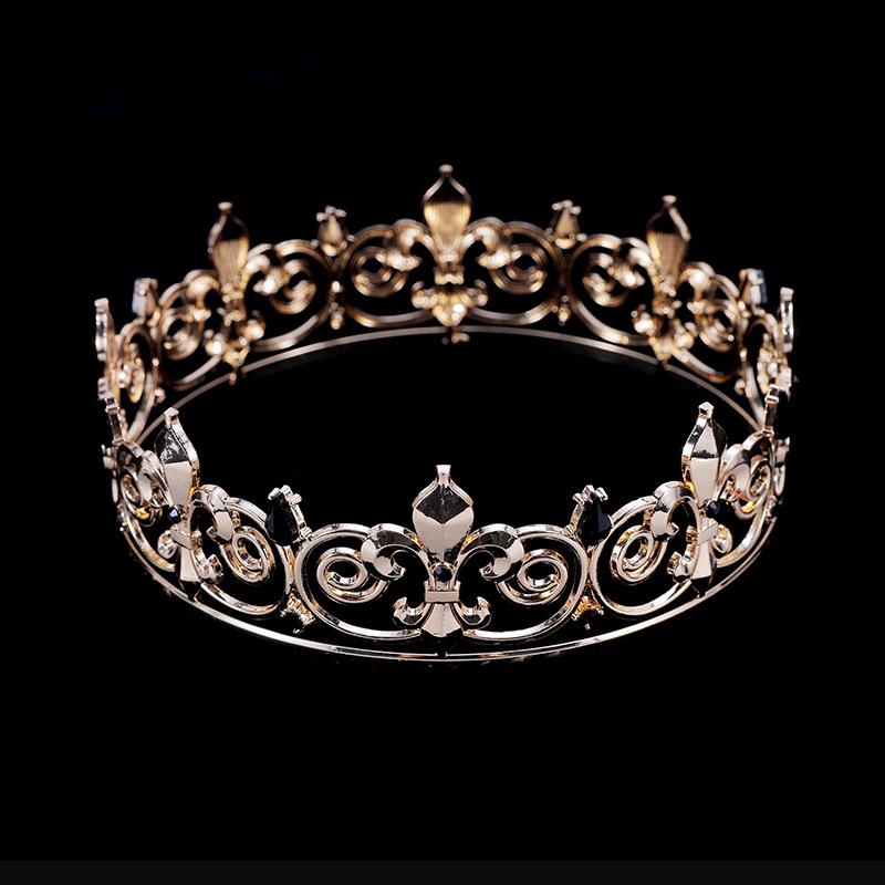 Legierung Pistolenspitze Geformte Runde Krone für Männer Queen's Haaraccessoire Kopfbedeckung Performance Kopfbedeckung Unisplendour Dekorative Runde Krone