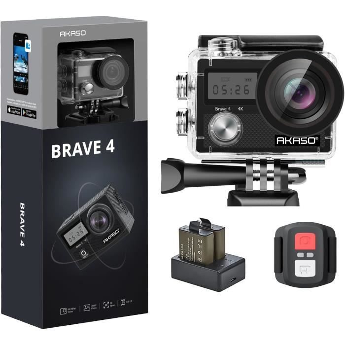 Caméra Sport - AKASO - Brave 4 - Étanche 4K - WiFi - 20MP - Stabilisateur EIS