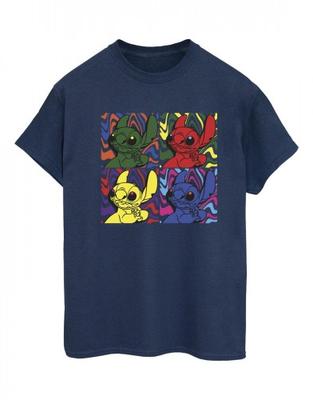 Camiseta feminina/feminina Lilo & Stitch Pop Art Cotton Boyfriend