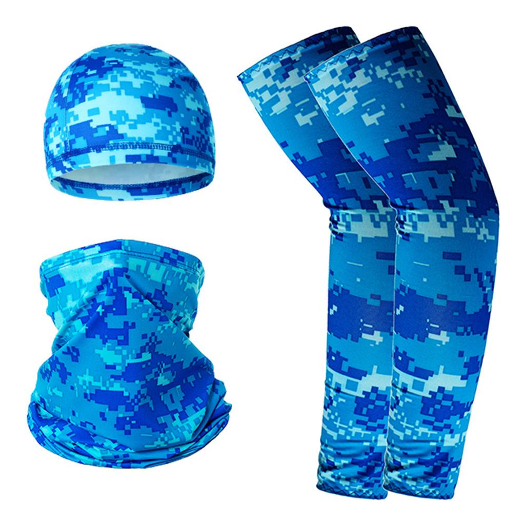 Breathable Cycling Cap Neck Gaiter Arm Sleeves Set Lightweight Quick Dry Outdoor Sports Sun Protection UV Shield for Biking Hiking Running