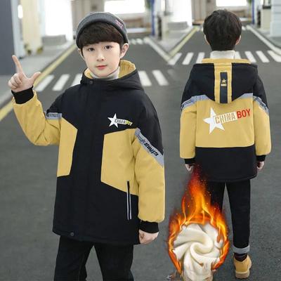 Children's Padded Jacket Winter  Thick Jacket Boys' Thick Padded Jacket Plus Velvet and Cotton Mid-length Children's Padded Jacket
