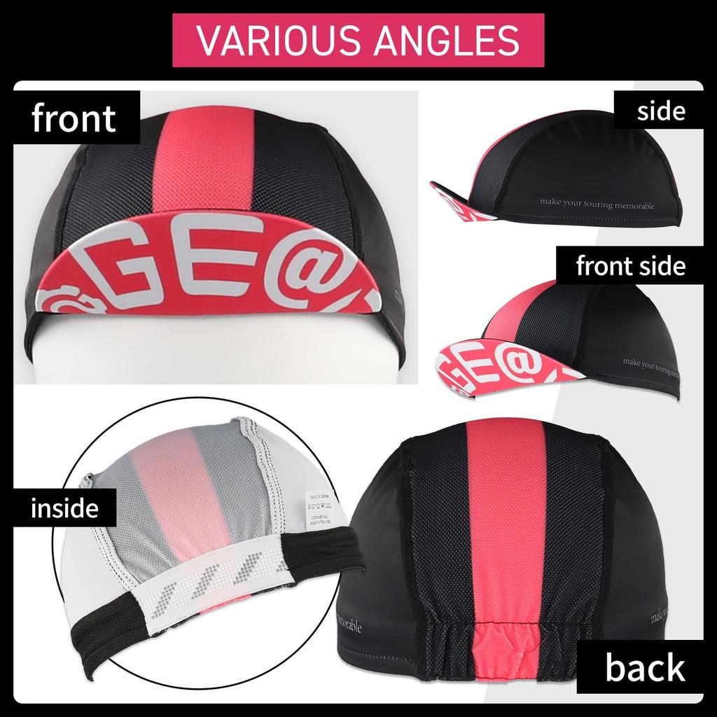 Geartle Cycling Cap for Men and Helmet Inner Cap for Road Cross and Bicycles Women, Breathable, Sweat-Wicking, Quick-Drying, Bikes, Bikes, (Pink)