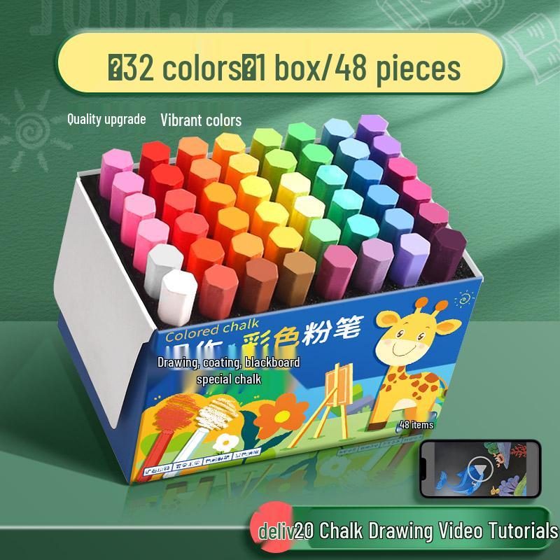 Vivid Dustless Multi-color Chalk for Children and Teachers - Keeps Hands Clean