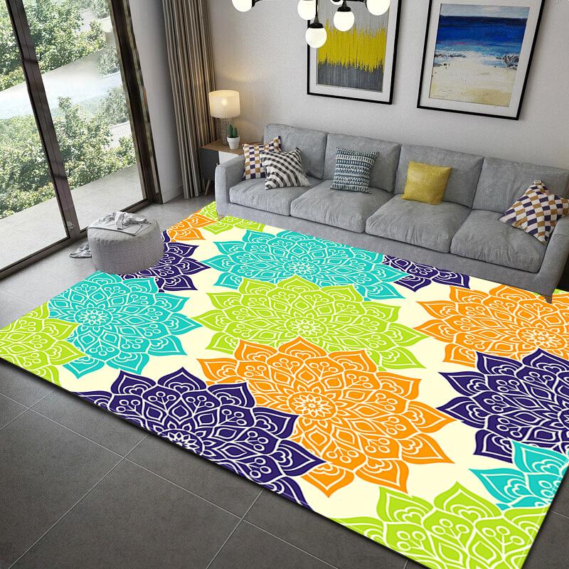 Colorful Geometric Abstract Living Room Carpet, Children'S Bedroom Non-Slip Waterproof Floor Mat