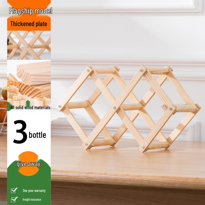 

Solid Wood Folding Wine Rack - Multi-Bottle Display Shelf for Wine Storage