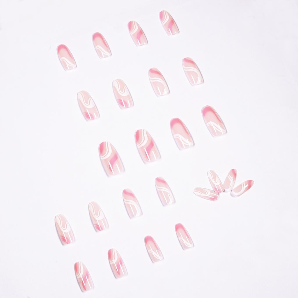 Pop Series Simple Pink White Wear Nail Art Finished Fake Nail Nail Patch Nail Patch Removable Nail