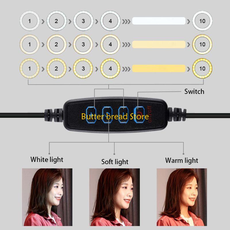 W89C 7.6in LED Selfie Ring Lamp with Tripod Stand and Cellphone Holder for Mobile Phone Live Fill Light Vlog Video Light