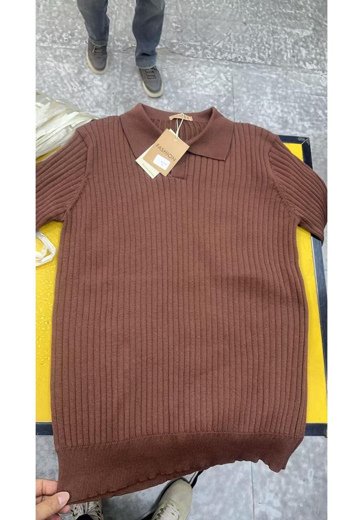 Men's Korean Style Striped V-Neck Autumn/Winter Loose Knit Color Block Pullover Sweater
