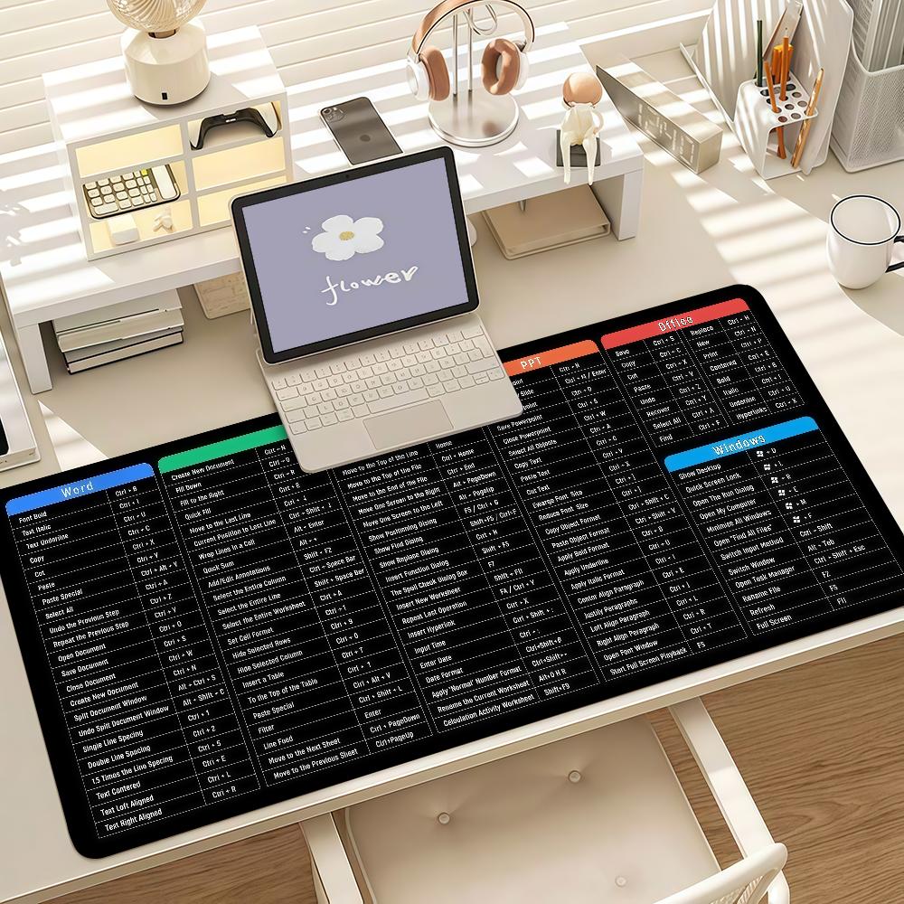 Podložka pod myš Office Word Excel Ppt Zkratky Protiskluzová Gumový Okraj Uzamčený Zesílená Podložka na Herní Stůl pro Notebook