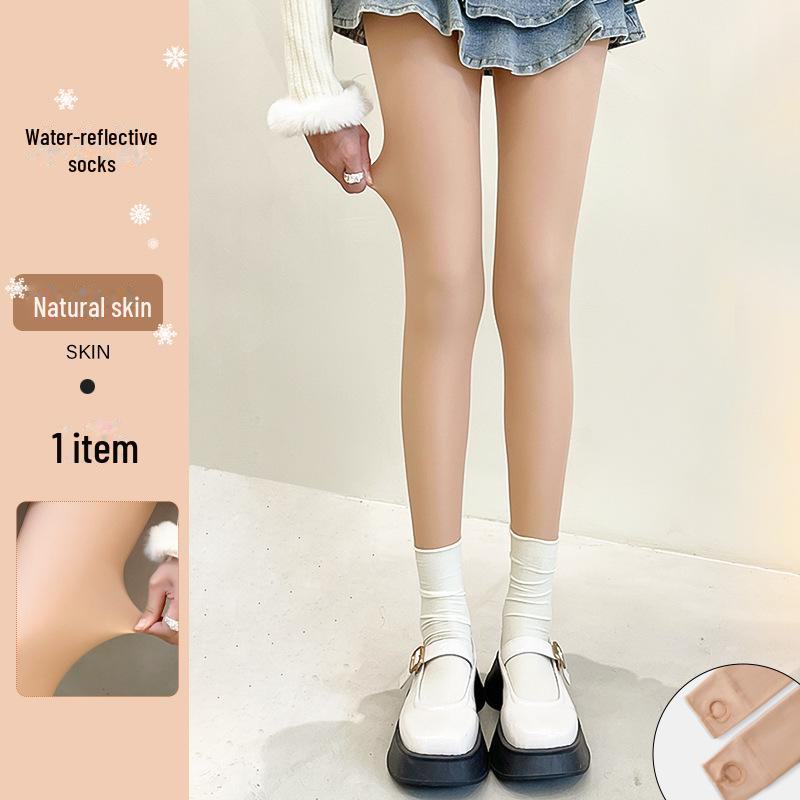 

Женские зимние плотные колготки телесного цвета: Леггинсы Water Light Socks с бархатом Plus Velvet для естественного тона кожи Deluxe High Waist 120g No Fleece