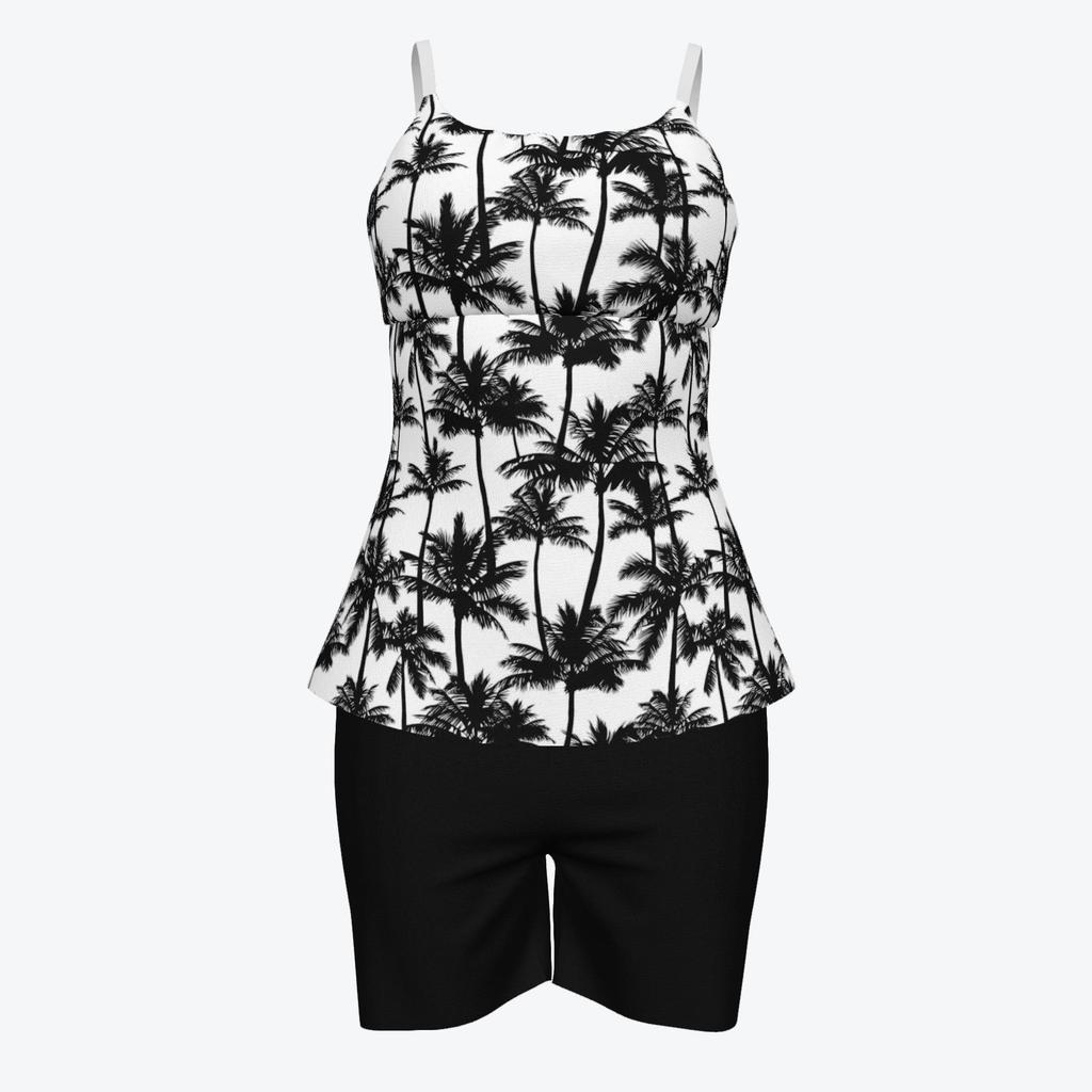 Women's 3D Print Strappy Tank & Shorts Swimsuit Set