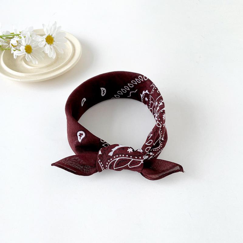 European American Hip Hop Cashew Print Headscarf - 50cm Cotton Linen Square Scarf for Women