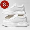 8cm Invisible Height Increasing Men Sneakers Genuine Leather Hollow Out Design Summer Breathable Comfort Casual Elevator Shoes