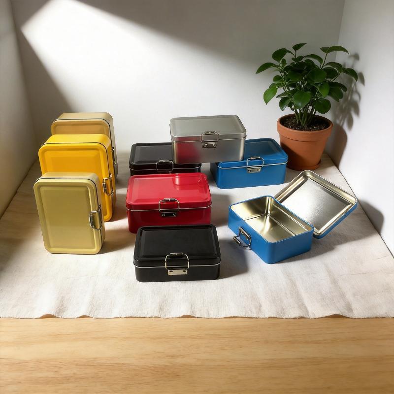 Buckle Clasp Metal Storage Tin Box Food Safe Iron Container with Lid for Homemade Cookies Candies Holiday Gift Packaging